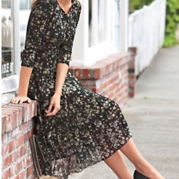 Norm Thompson Dresses & Skirts - Fit and Flare Black Floral Dress